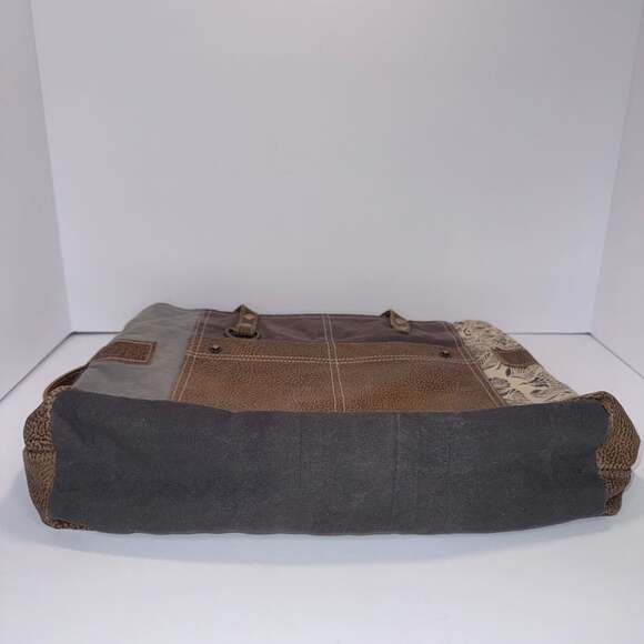 Myra Bag Canvas Faux Leather Tote Shoulder Bag Large Boho - Picture 3 of 9